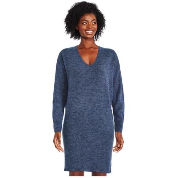 Blue V-Neck Sweater Dress (new) Size XS - Picture 1 of 5